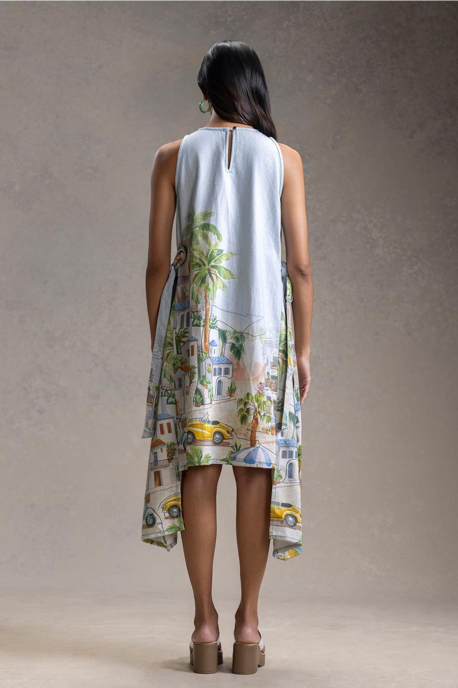 Blue Reviera Printed Panelled Dress