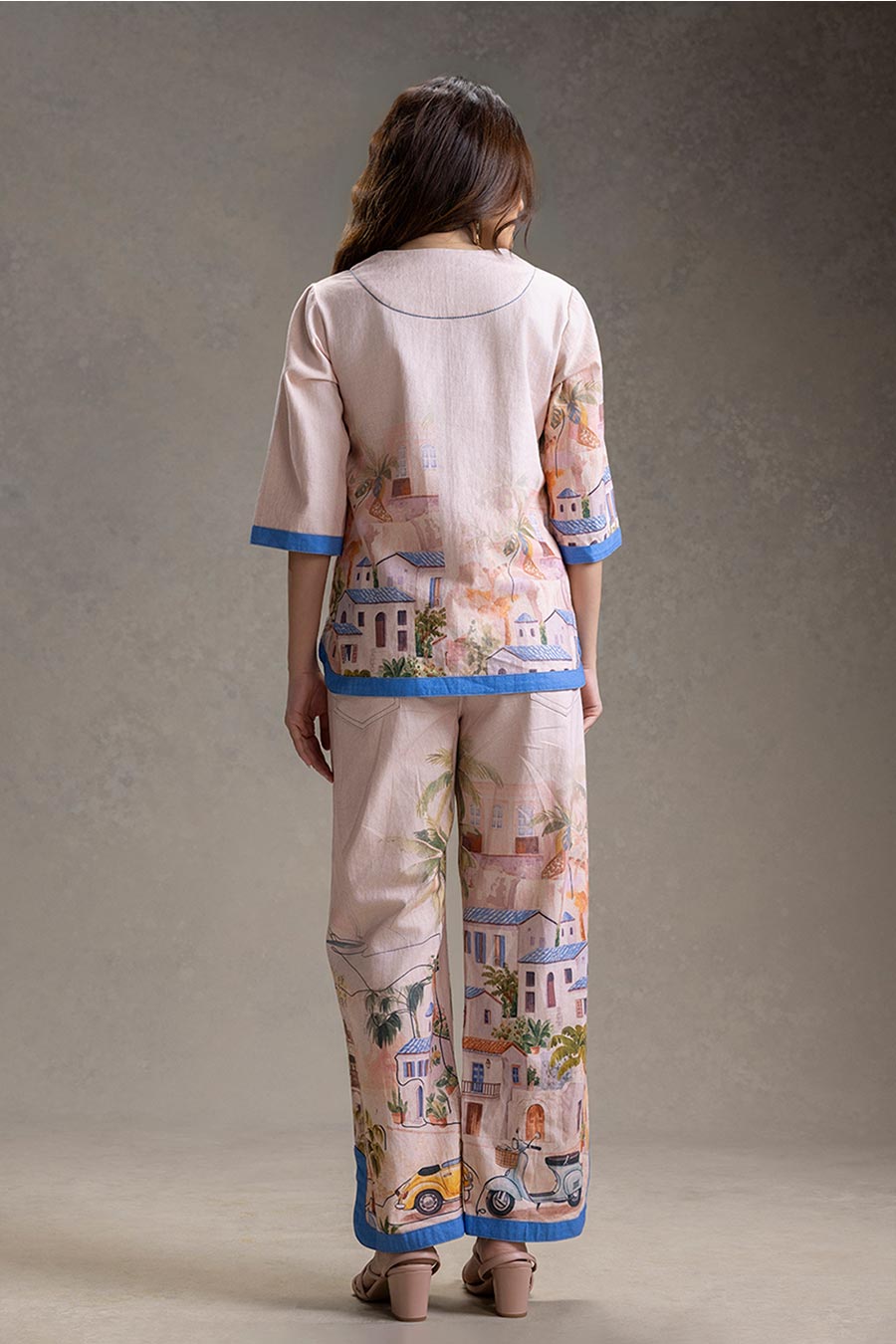 Pink Reviera Printed Top & Pants Co-Ord Set