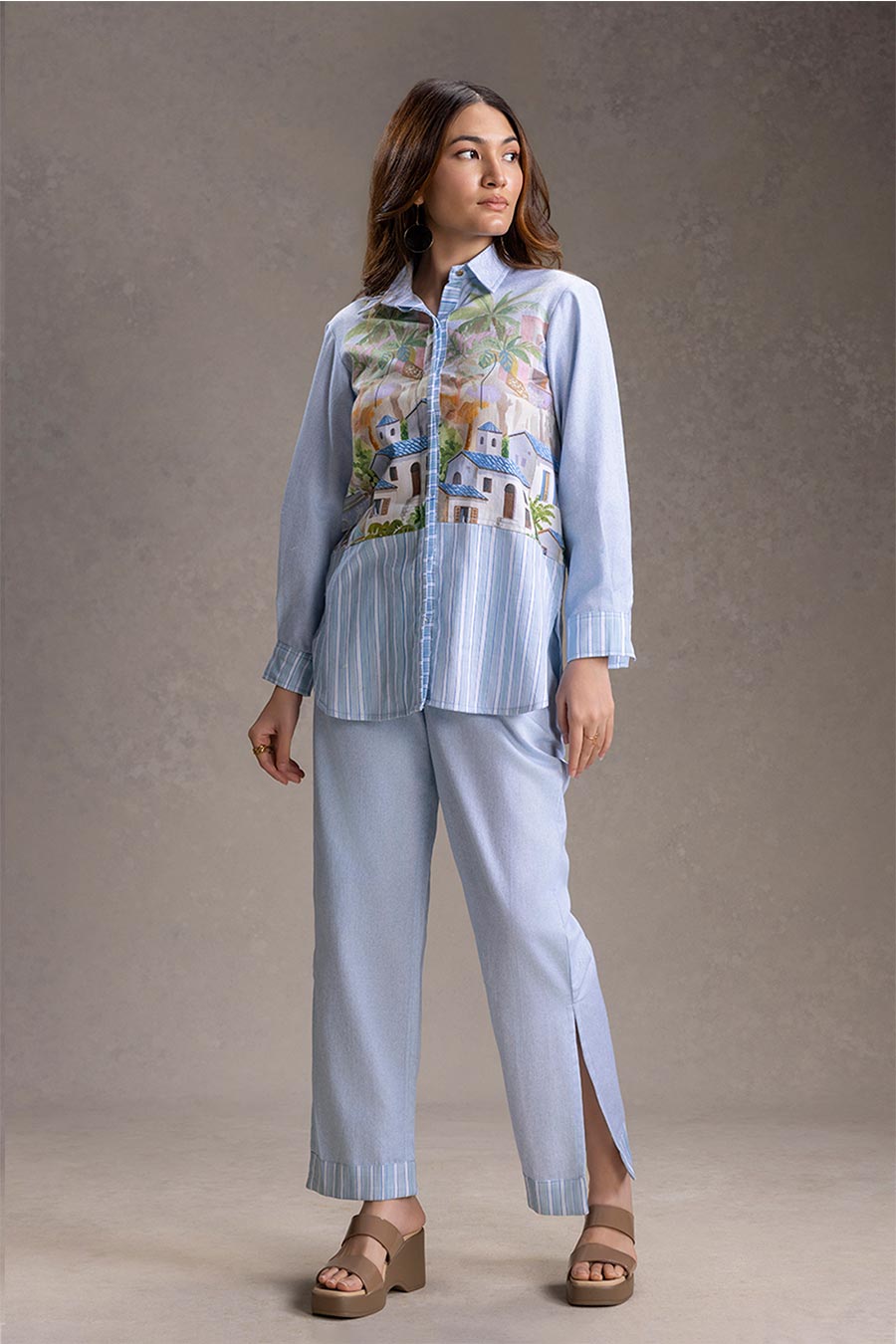 Blue Reviera Printed Shirt Co-Ord Set