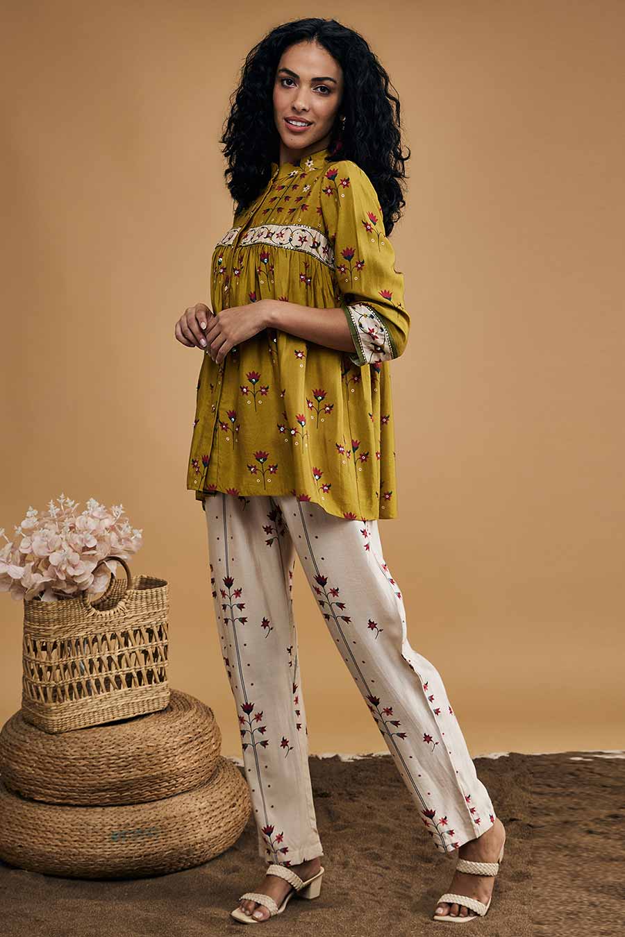 Yellow & White Floral Printed Co-Ord Set