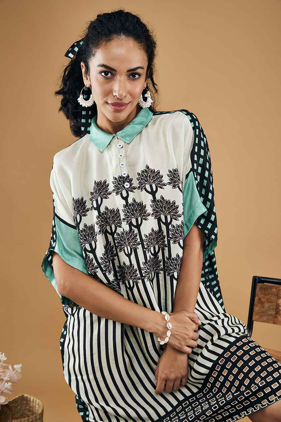 White Palm Bay Printed Kimono Dress