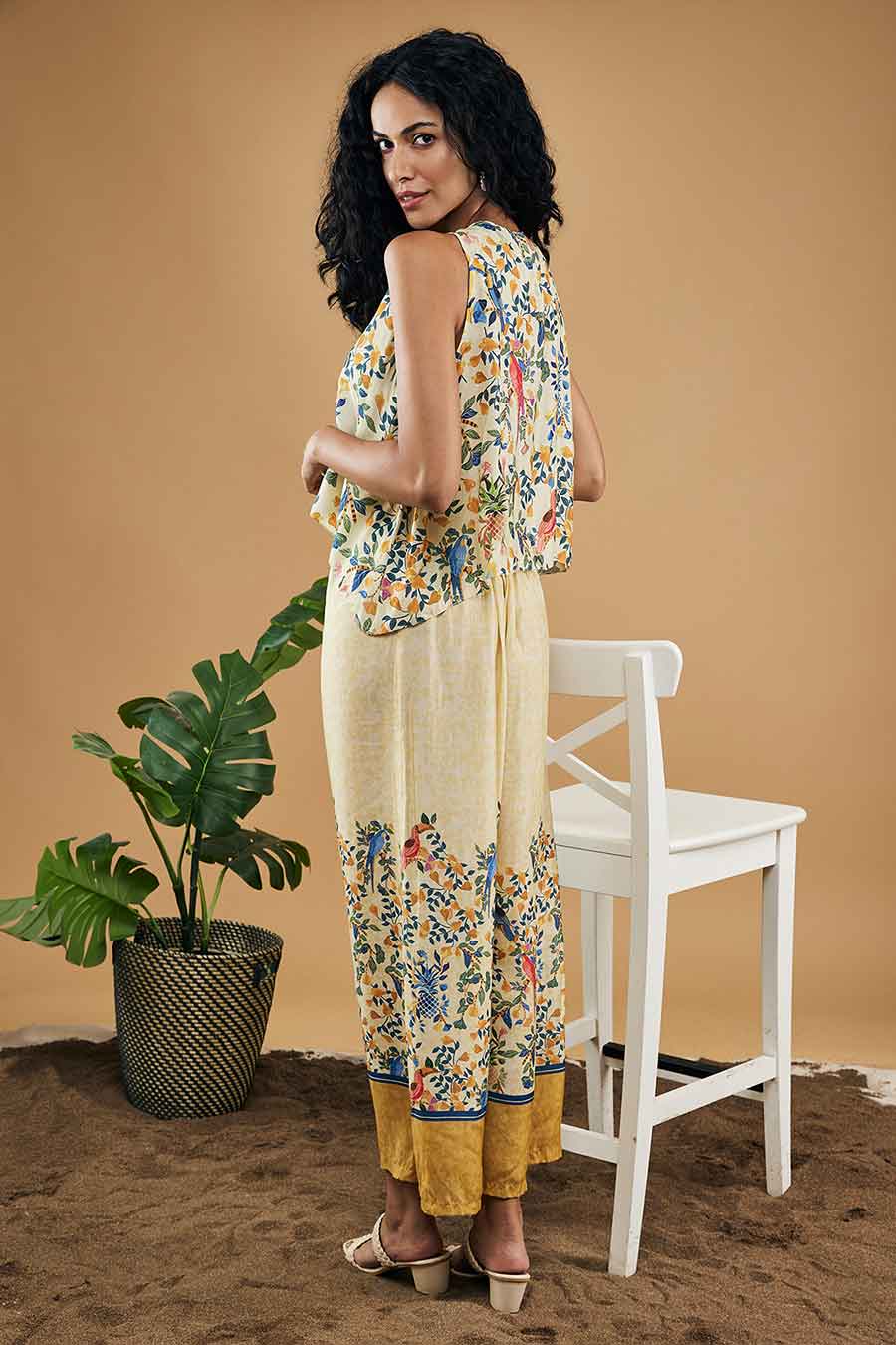 Yellow Bird & Tile Printed Co-Ord Set