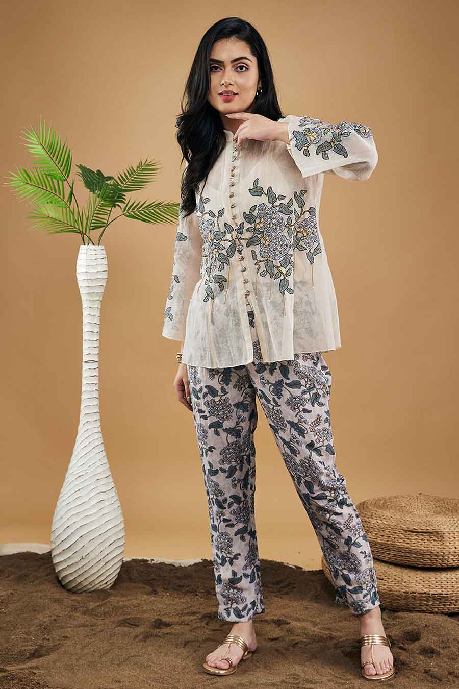 Multicolour Yasmin Applique Shirt Top With Pants