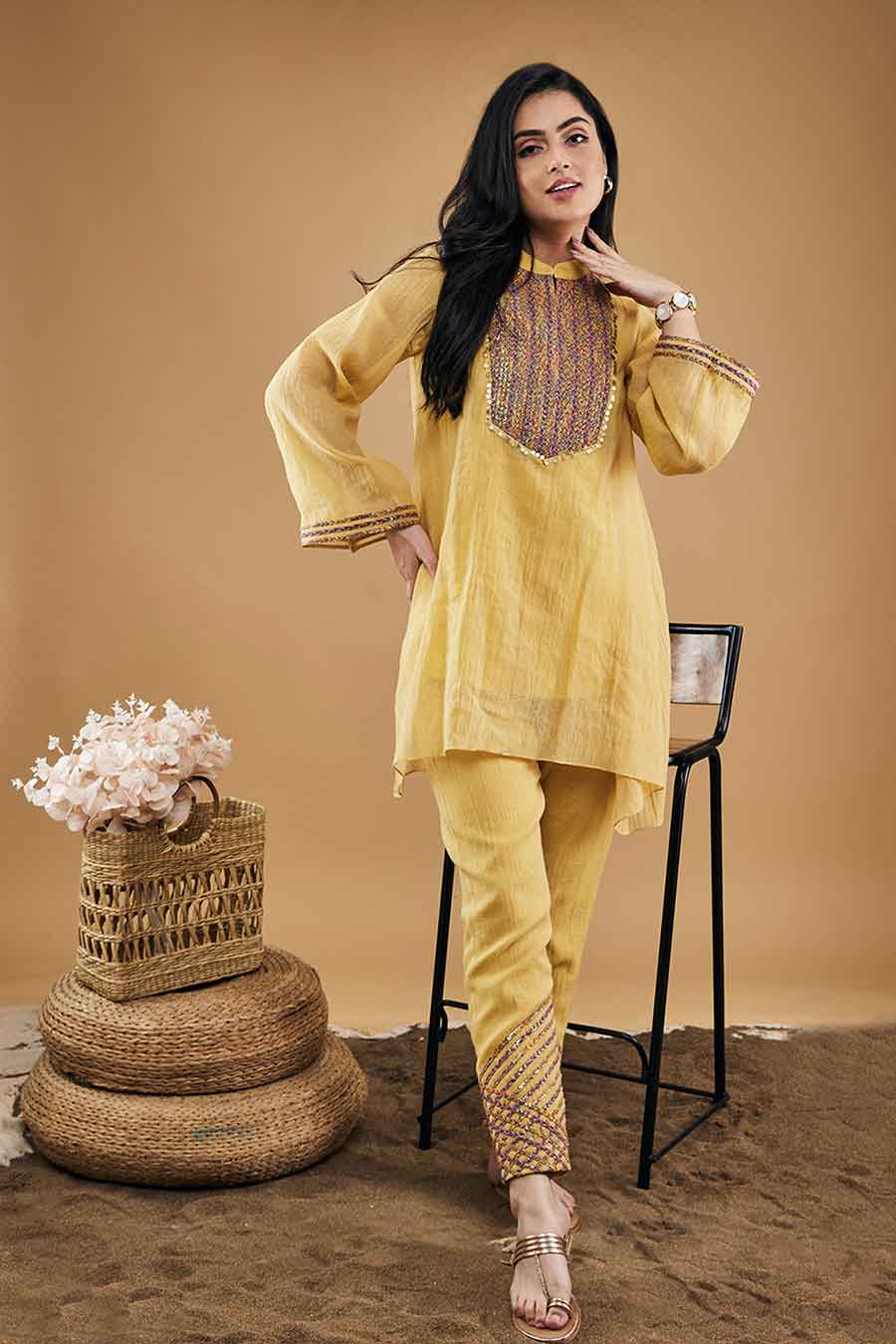 Yellow Azra Embellished Kurta Set
