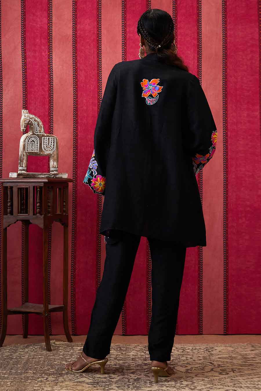 Black Zinnia Applique Top & Pant Co-Ord Set