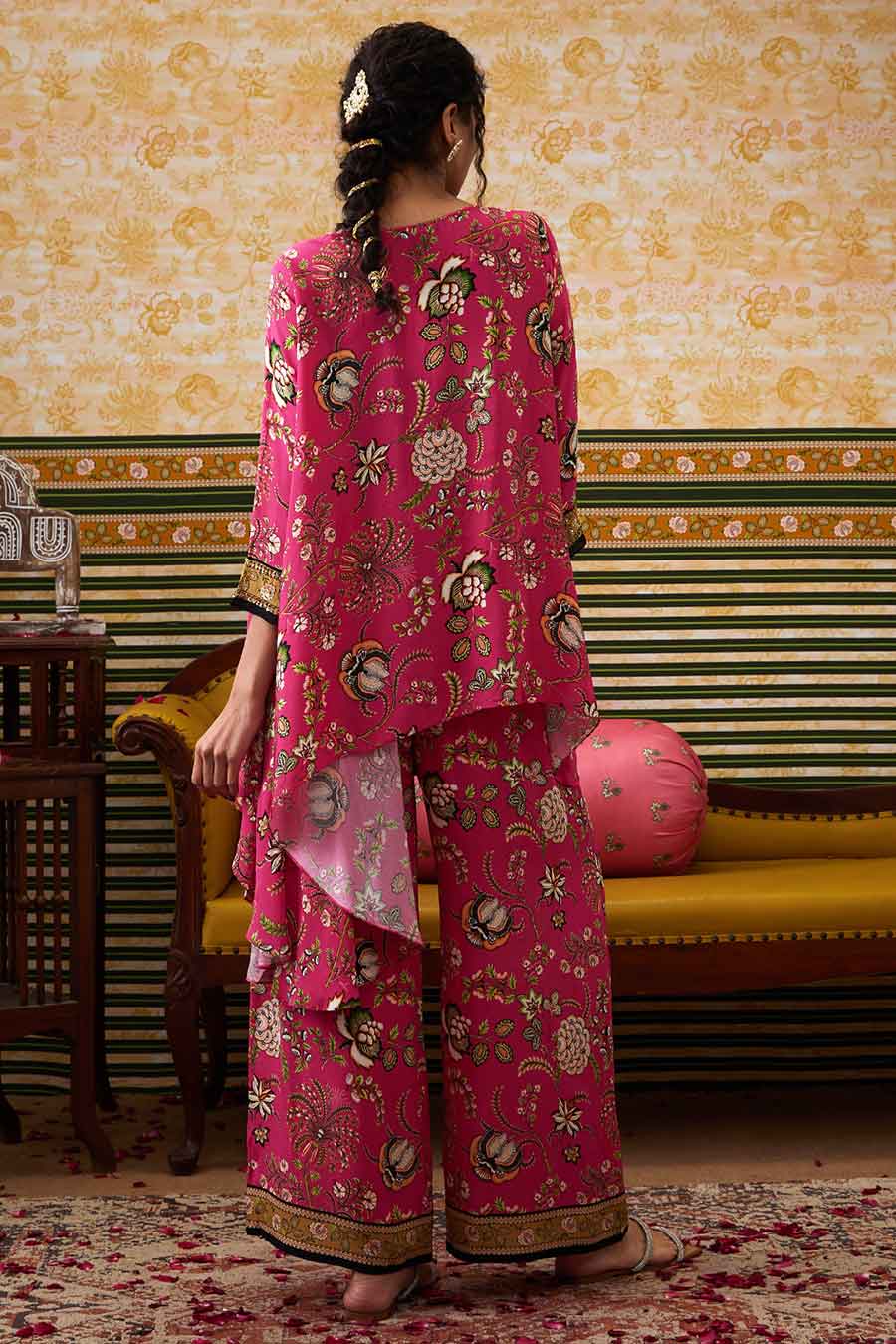 Pink Mehr Embroidered Asymmetric Co-Ord Set
