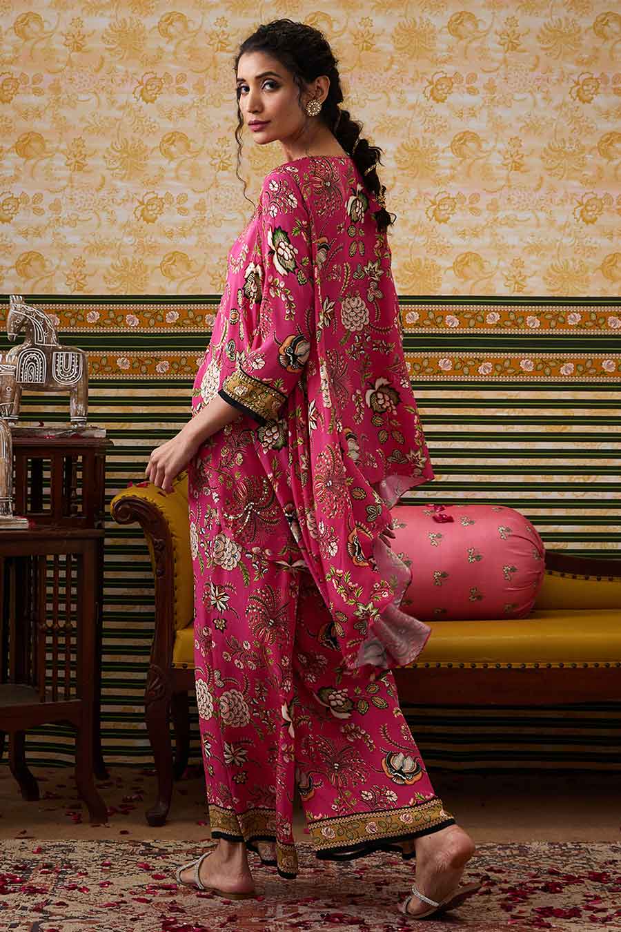Pink Mehr Embroidered Asymmetric Co-Ord Set