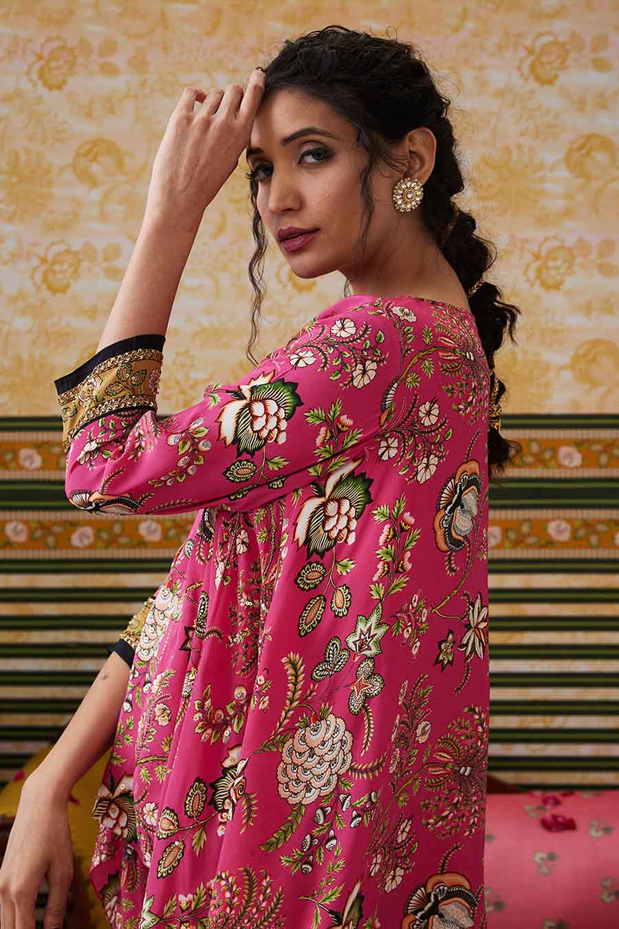 Pink Mehr Embroidered Asymmetric Co-Ord Set
