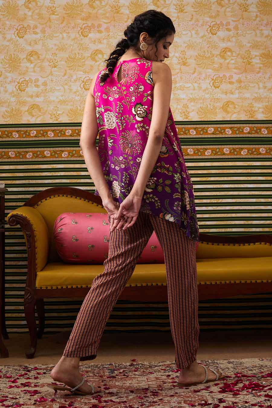 Multicolour Mehr Asymmetric Top & Pant Co-Ord Set
