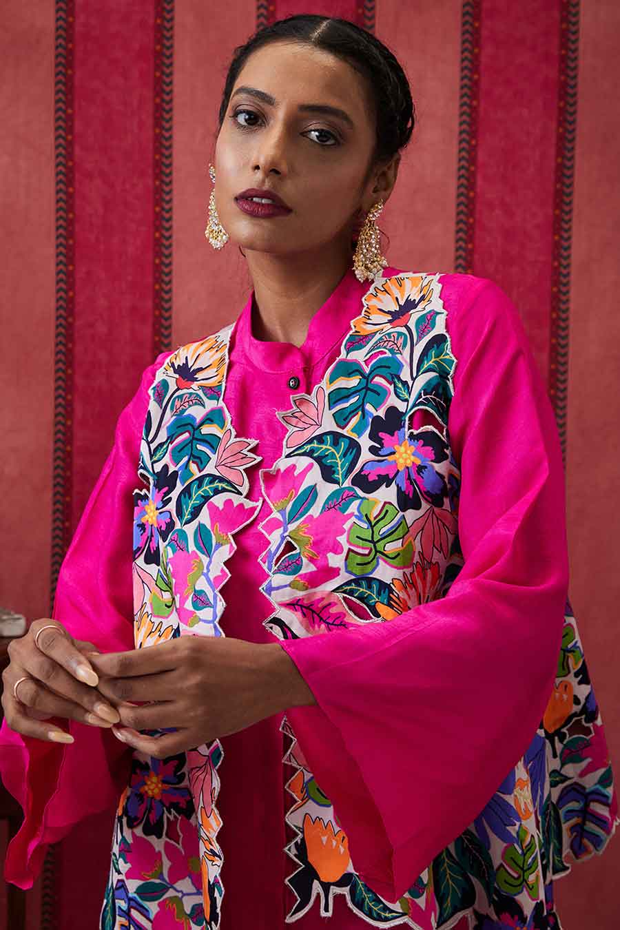 Pink Zinnia Co-Ord Set with Applique Jacket