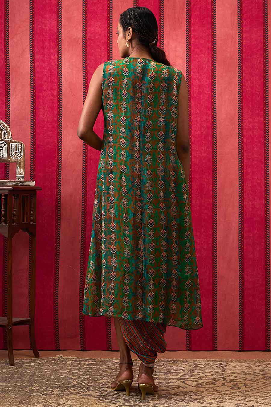 Multicolour Adah Printed Dress with Embroidered Jacket