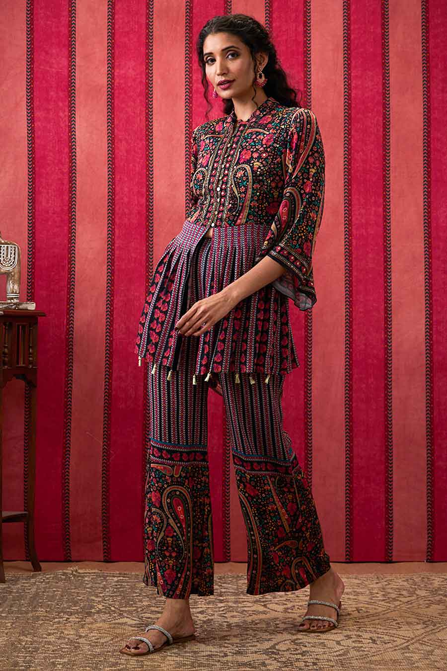 Black Qala Embroidered Kurta Set