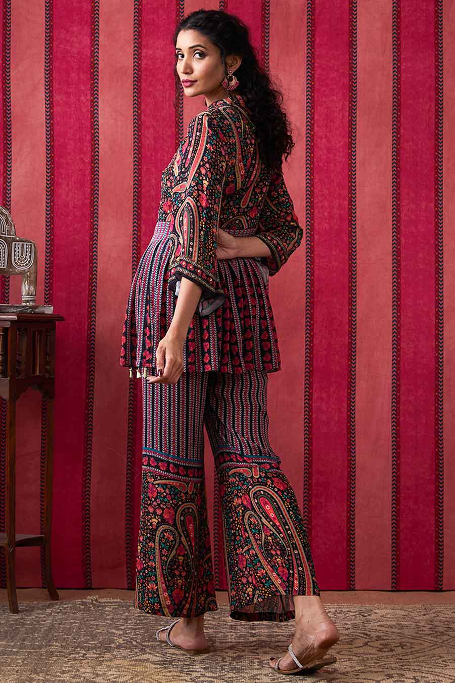 Black Qala Embroidered Kurta Set