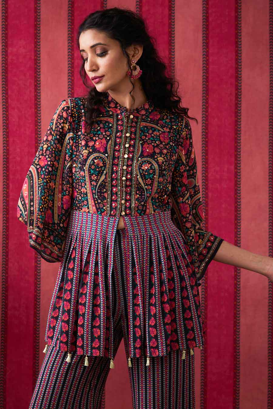 Black Qala Embroidered Kurta Set