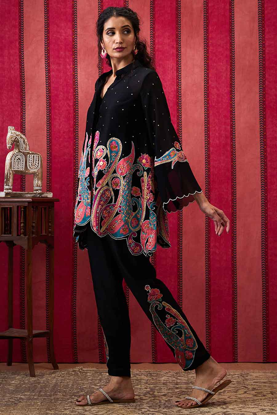 Black Qala Applique Co-Ord Set