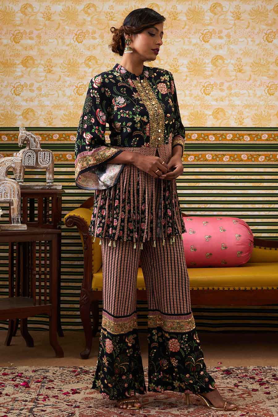 Black Mehr Embroidered Kurta Set