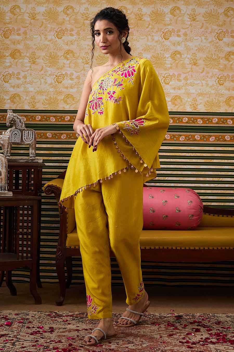 Yellow Mehr Patchwork Top & Pant Co-Ord Set