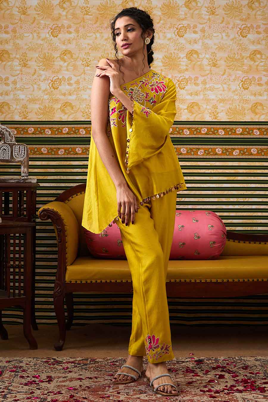 Yellow Mehr Patchwork Top & Pant Co-Ord Set