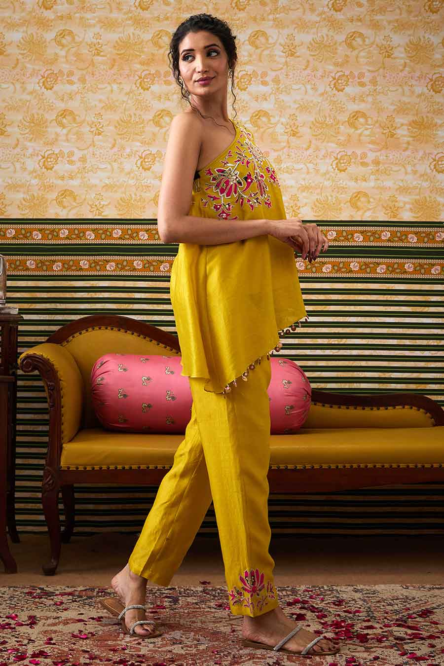 Yellow Mehr Patchwork Top & Pant Co-Ord Set