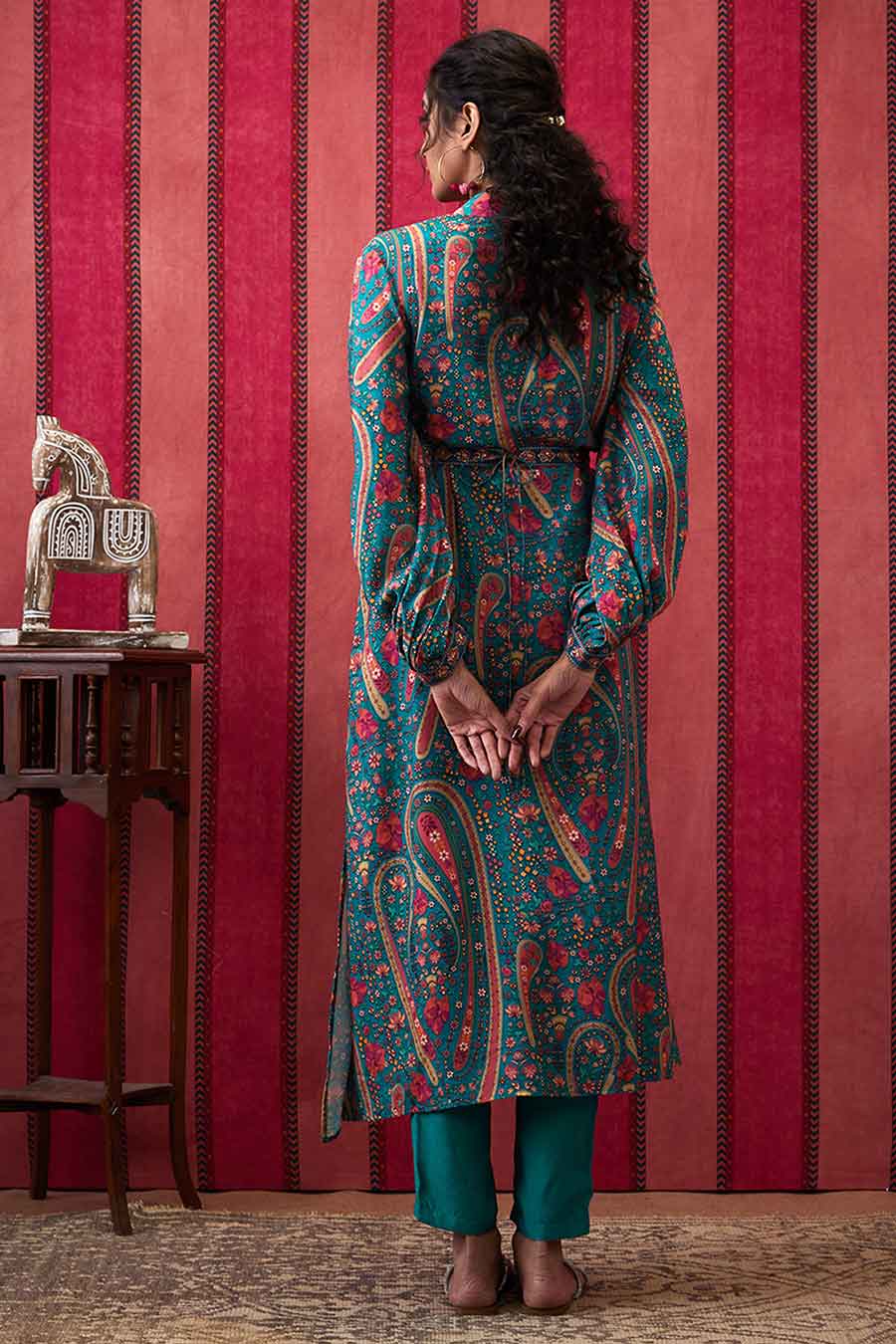 Teal Green Qala Embroidered Kurta Set