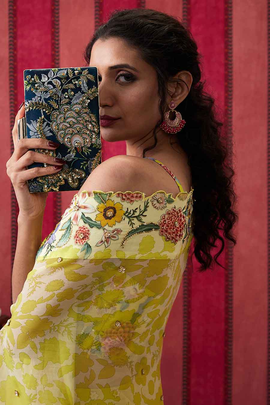 Green Mehr Embroidered Clutch