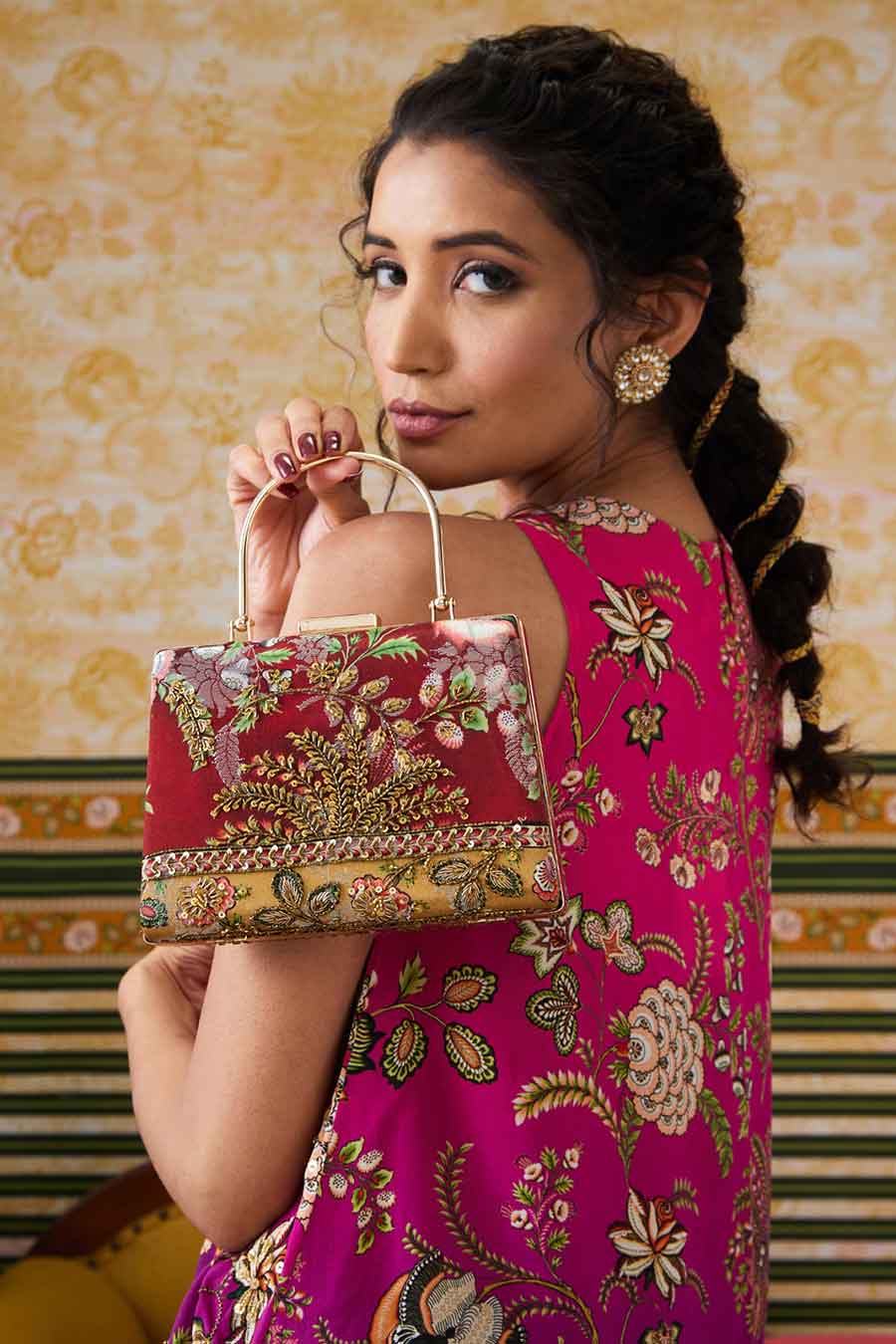 Red Mehr Embroidered Clutch