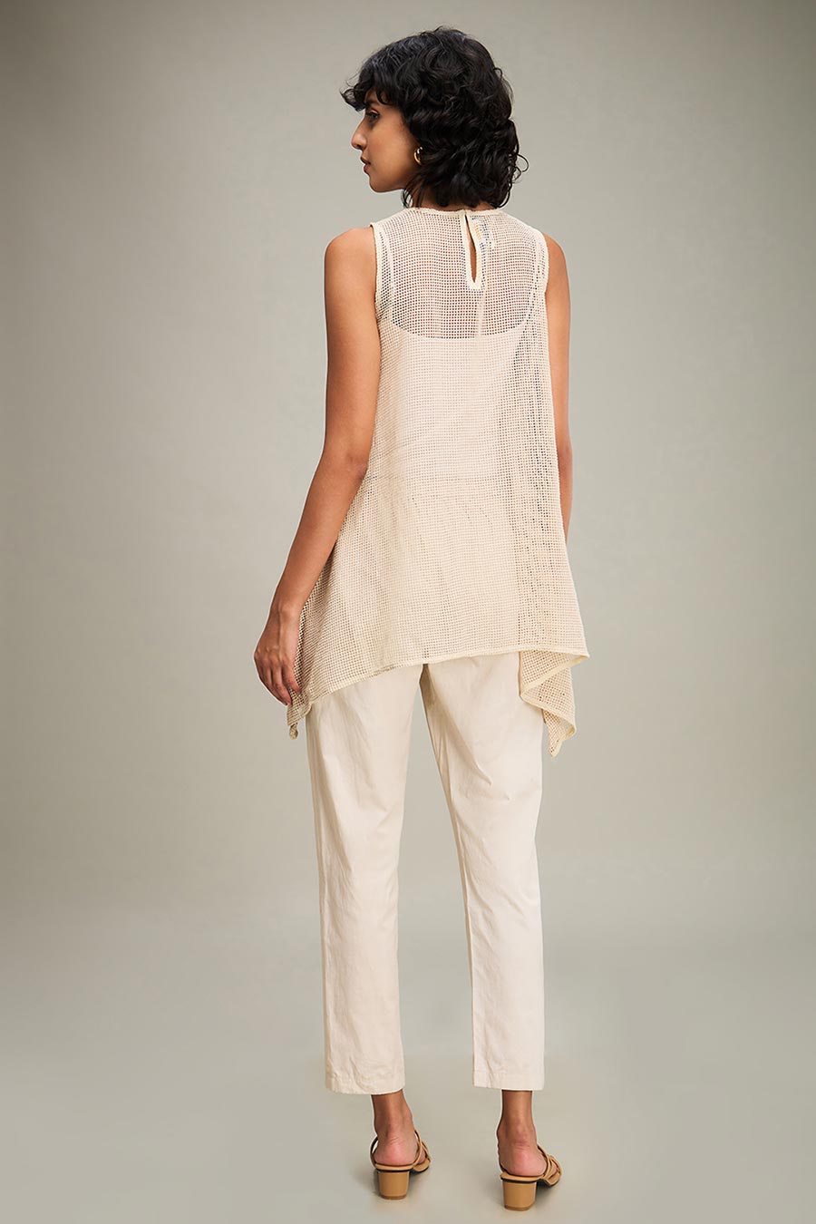 Off-White Embellished Top & Pant Co-Ord Set