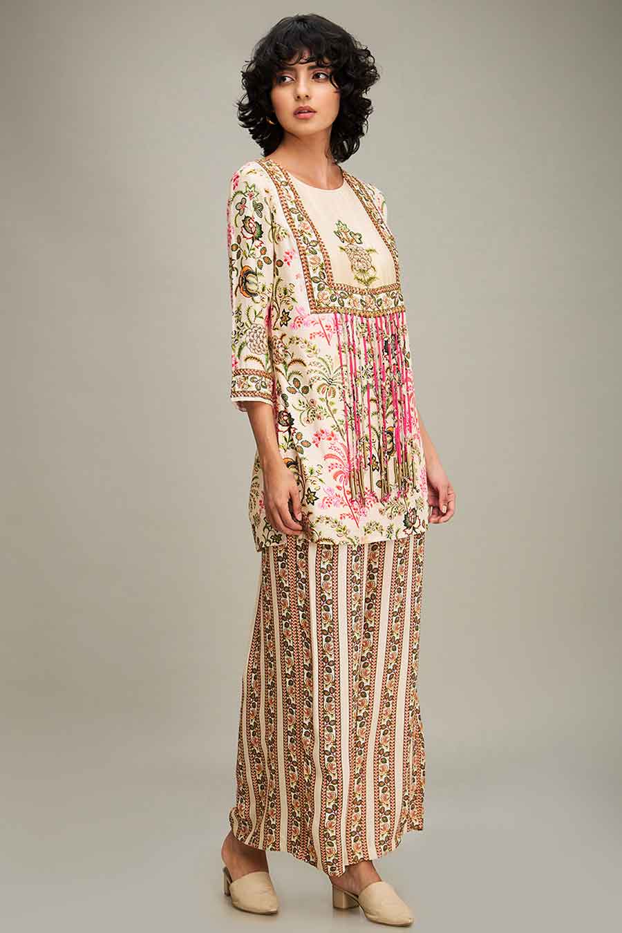 Multicolour Mehr Embellished Short Kurta & Pant Set