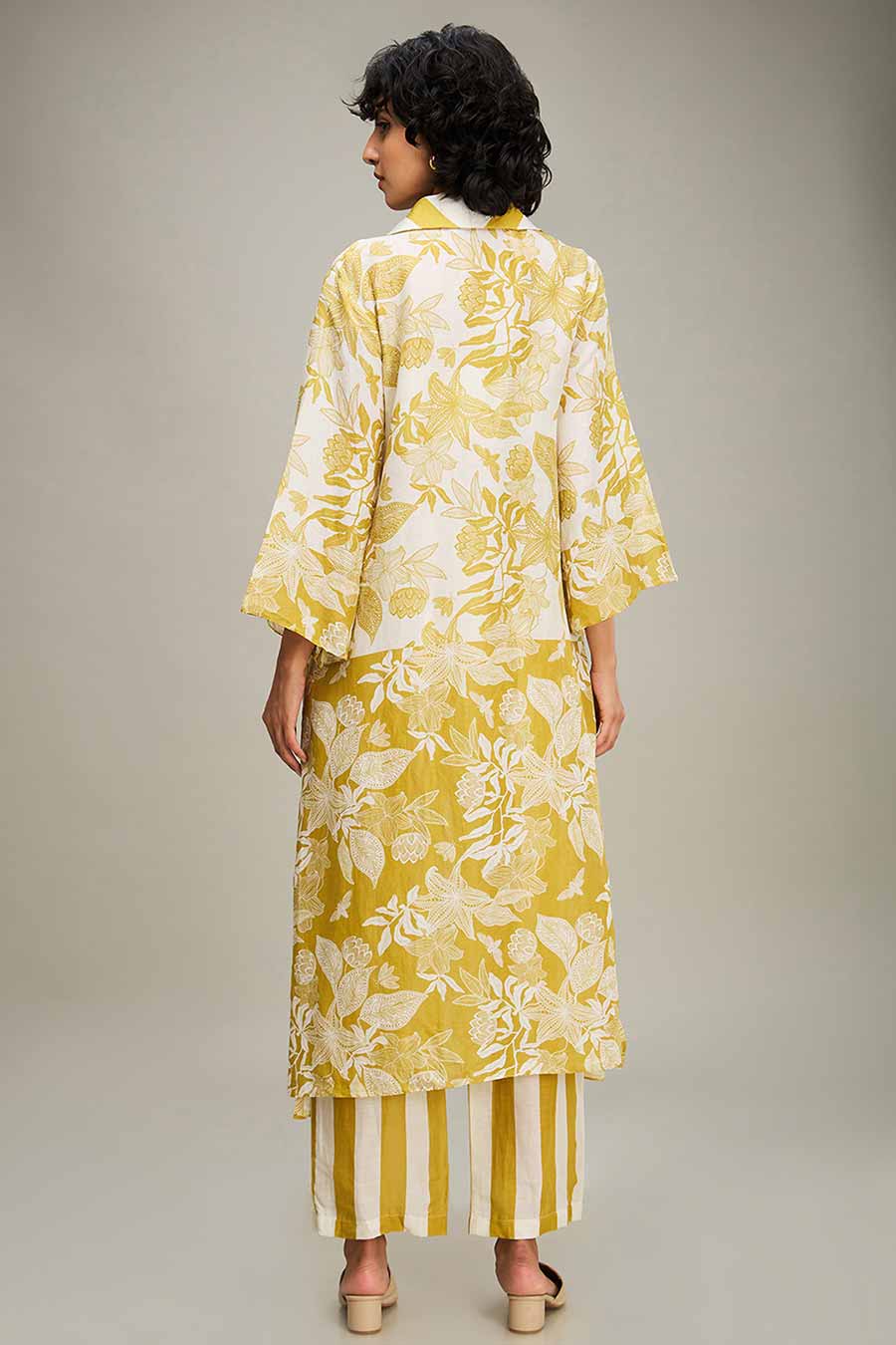 Yellow Ahyana Printed Co-Ord Set With Jacket