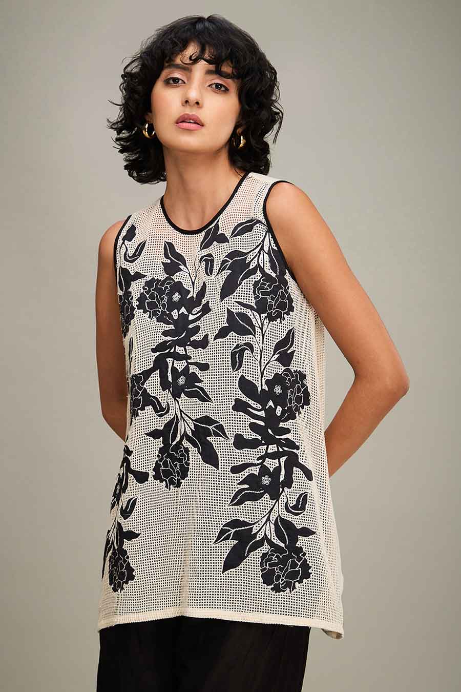 Off-White & Black Zinnia Applique Co-Ord Set