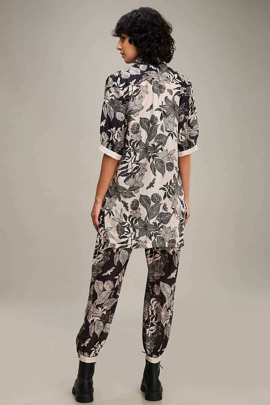 Black Ahyana Applique Shirt & Pant Co-Ord Set