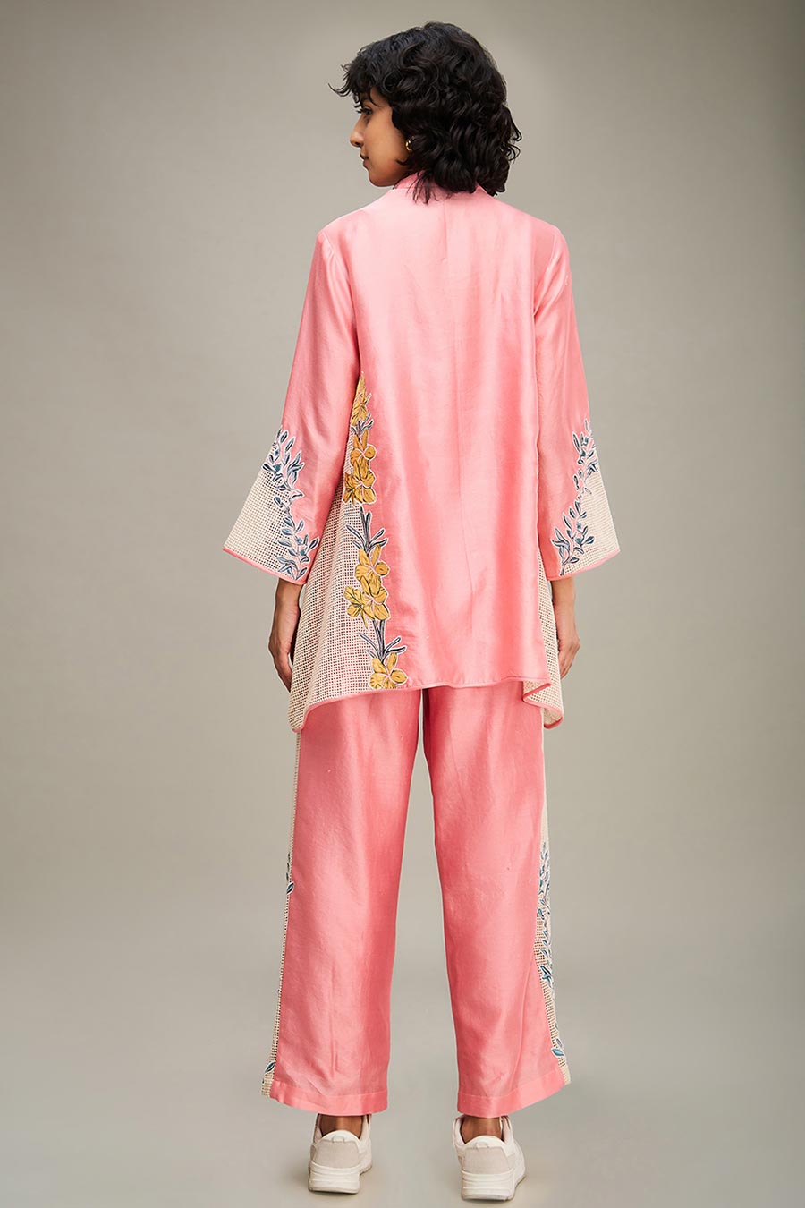 Pink Zinnia Applique Shirt & Pant Co-Ord Set