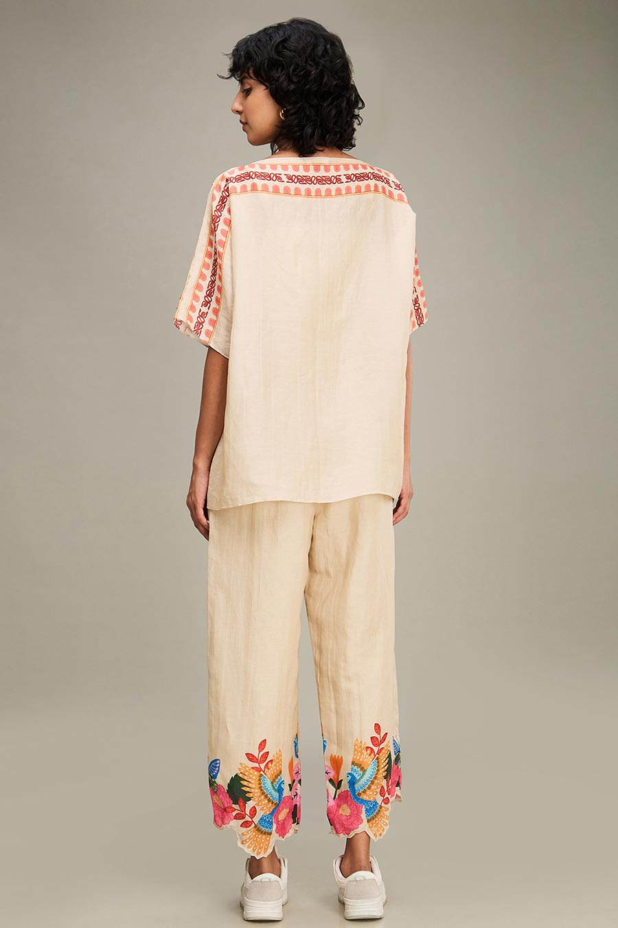 Beige Avian Kimono Top & Pant Co-Ord Set