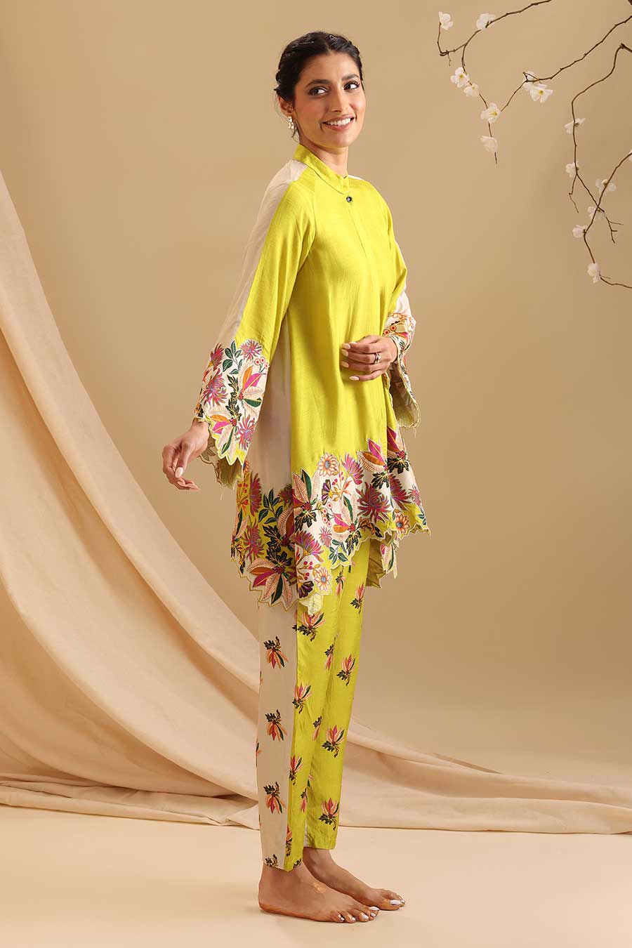 Yellow Aarani Embroidered Co-Ord Set