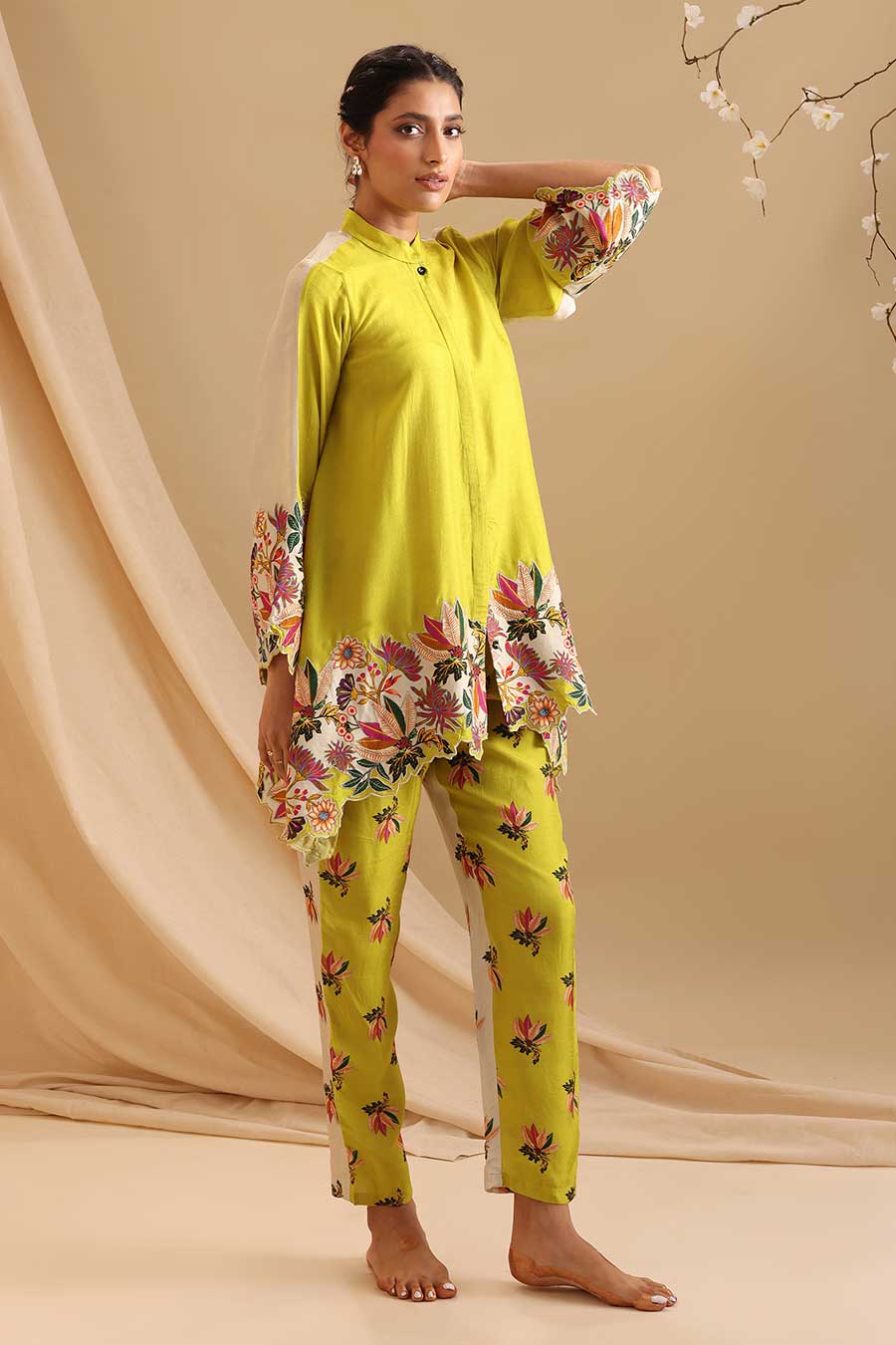 Yellow Aarani Embroidered Co-Ord Set