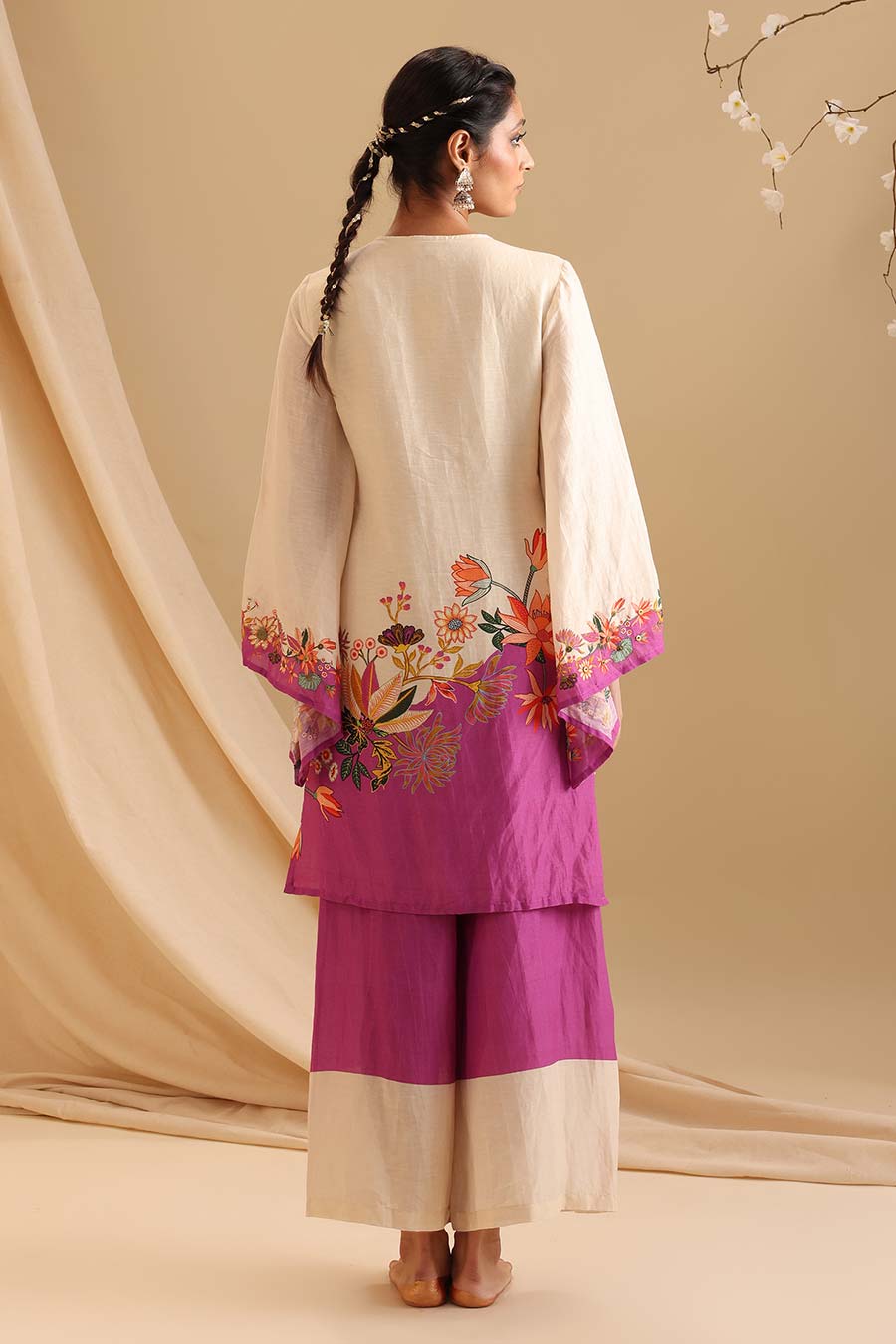 Cream Aarani Embroidered Kurta & Pant Set