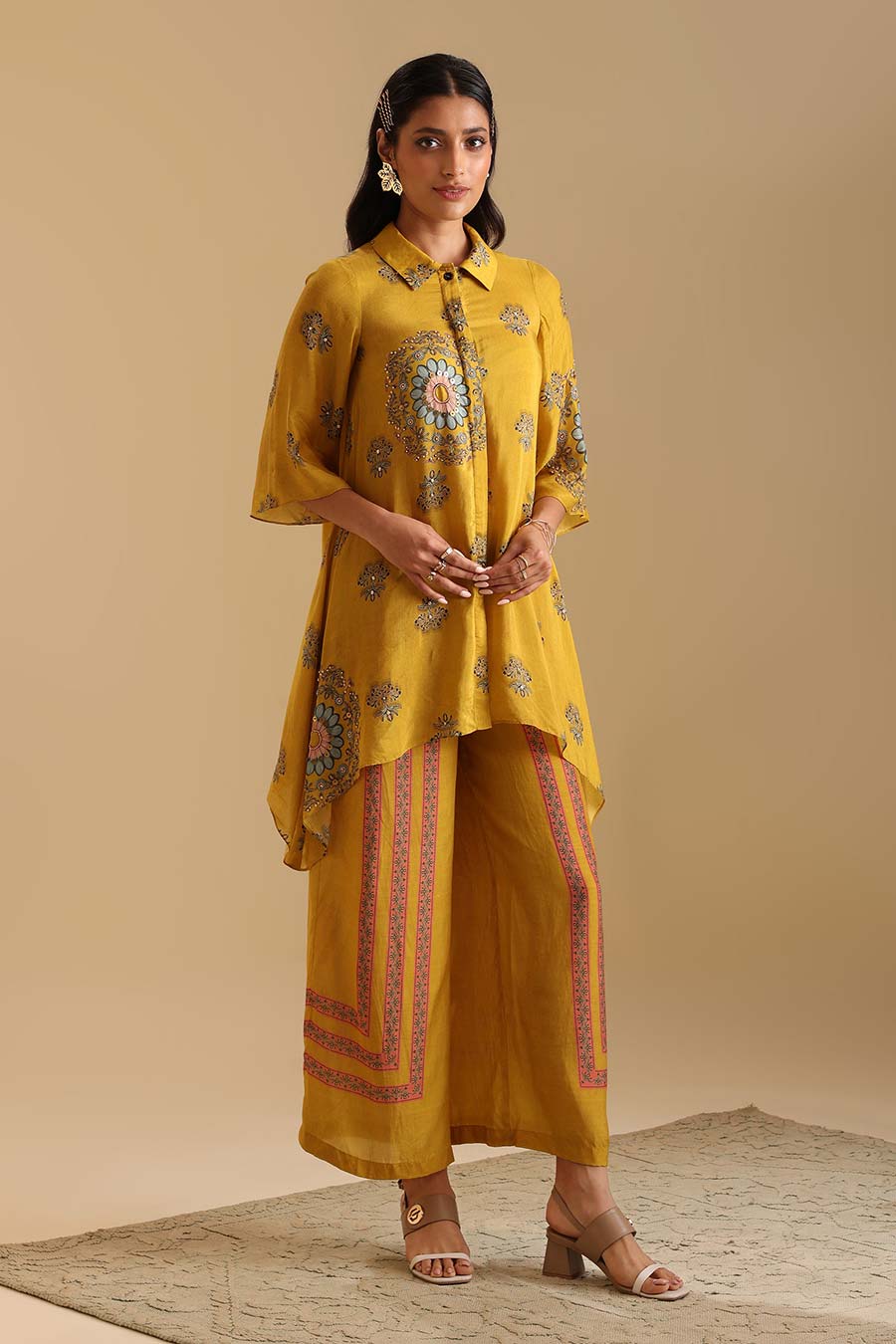 Yellow Eraya Embellished Co-Ord Set