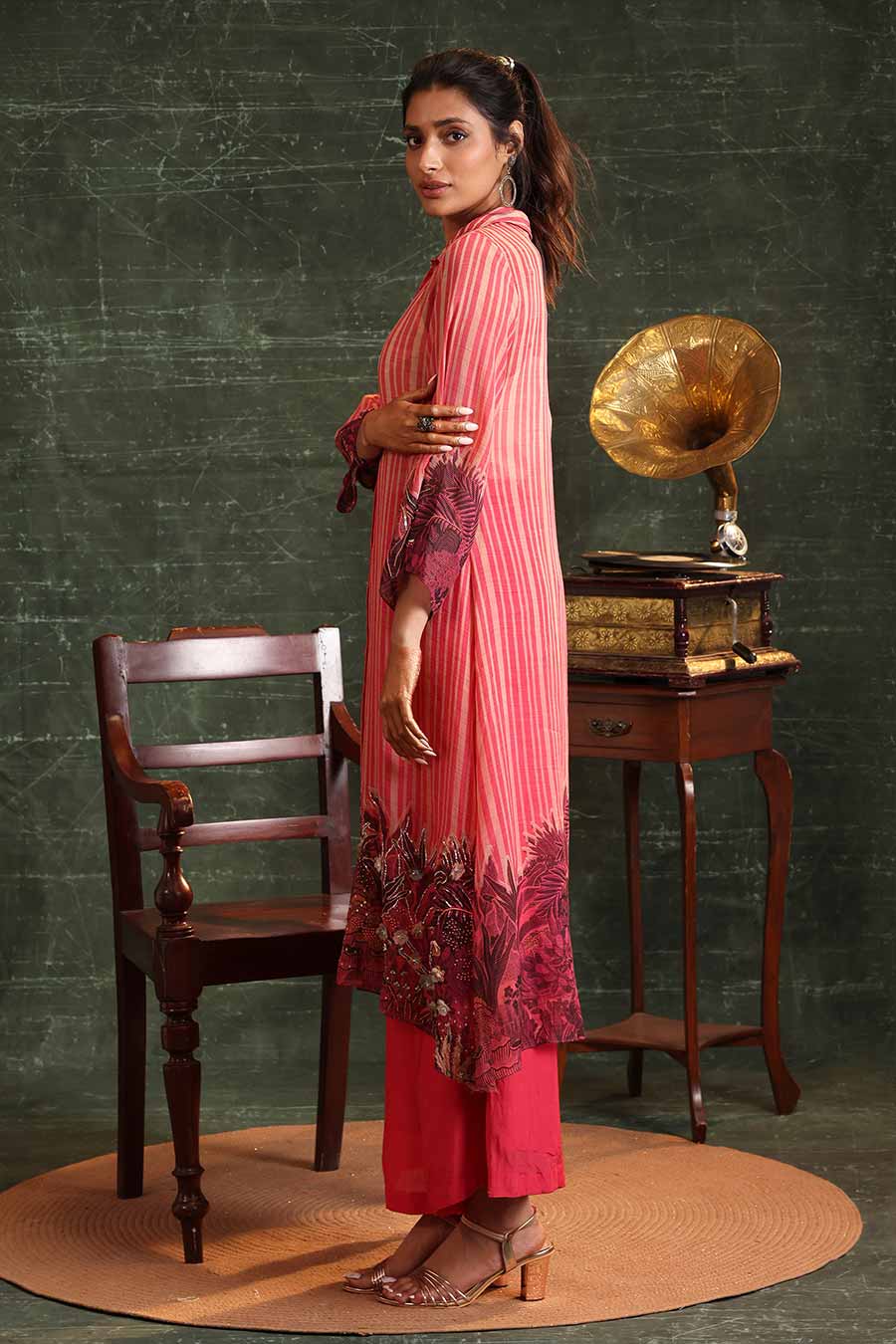 Pink Kaira Embellished Shirt Kurta & Pant Set