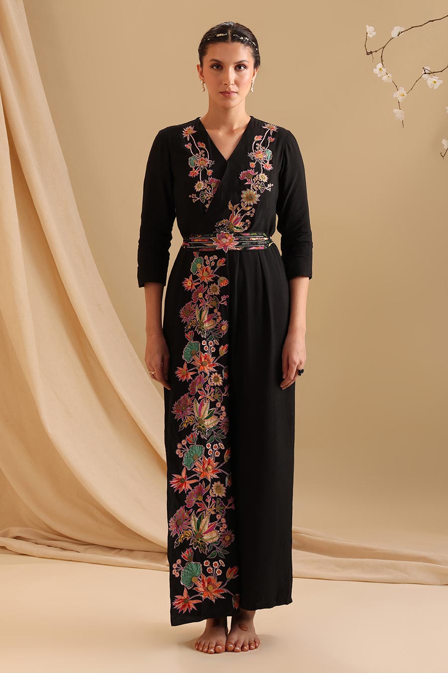 Aarani Rimmer Shop Black Aarani Applique Overlap Jumpsuit by SOUP BY SOUGAT PAUL at ...