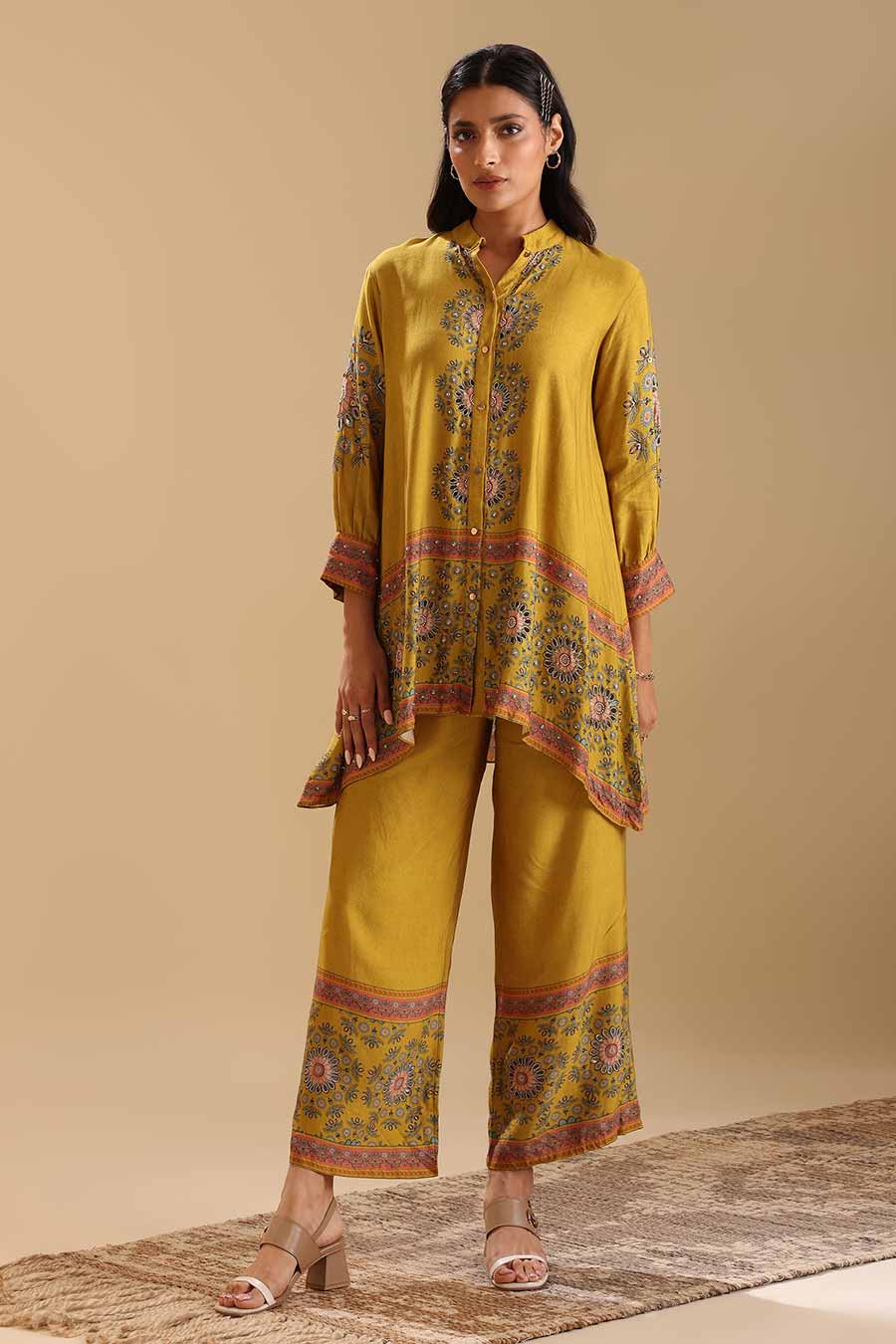 Yellow Eraya Embellished Co-Ord Set