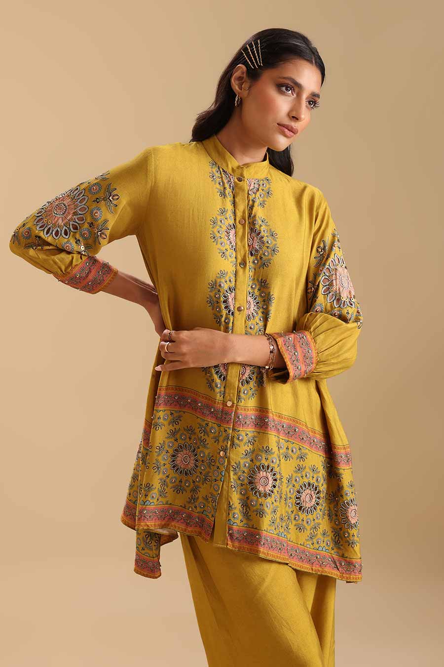 Yellow Eraya Embellished Co-Ord Set