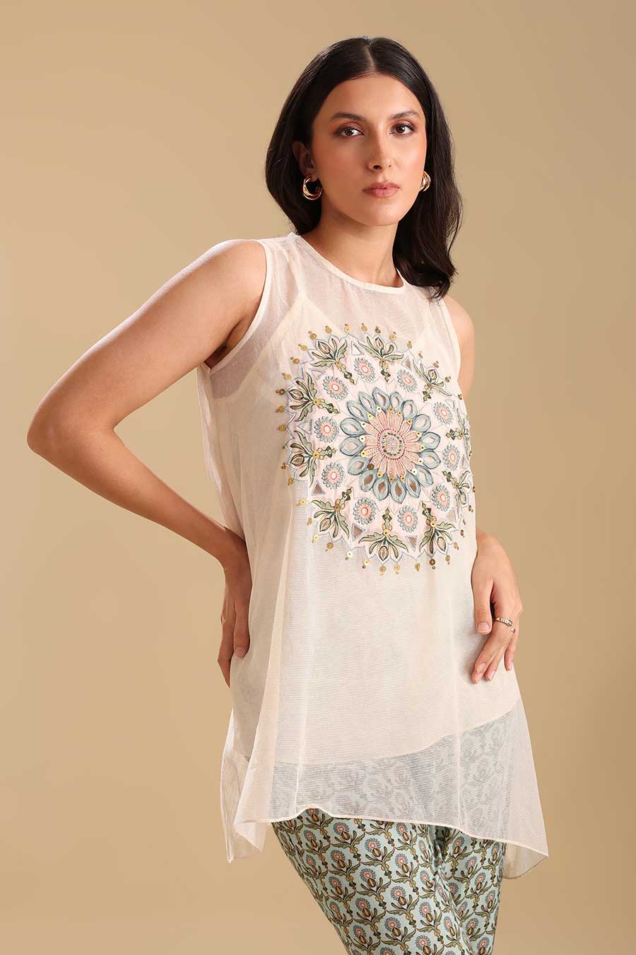 Off-White Eraya Applique Top & Pant Co-Ord Set