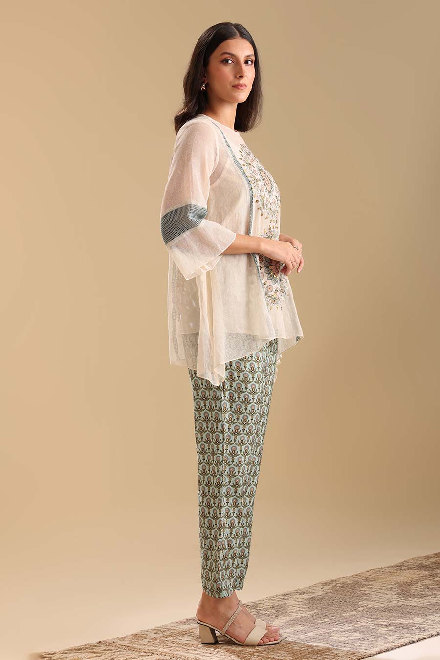 Off-White Eraya Applique Asymmetric Top & Pant Co-Ord Set