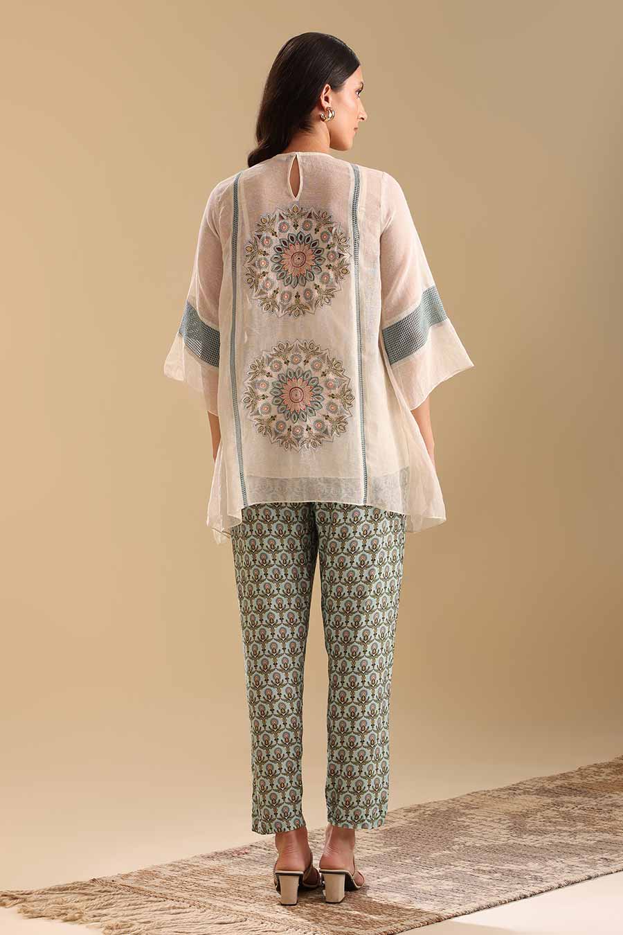 Off-White Eraya Applique Asymmetric Top & Pant Co-Ord Set