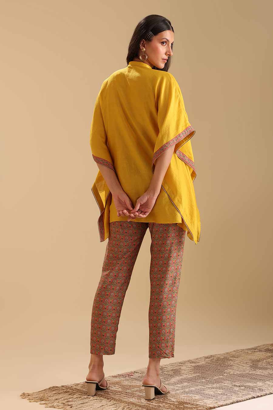 Yellow Eraya Embellished Kaftan & Pant Set