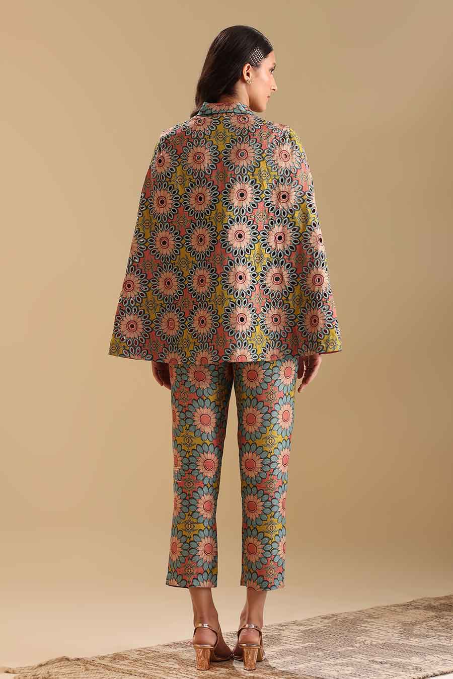Multicolour Eraya Printed Cut-Work Blazer & Pant Set