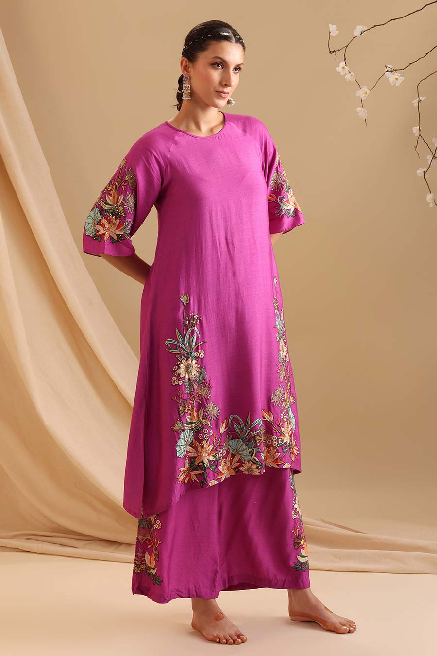 Pink Aarani Embellished Kurta & Pant Set