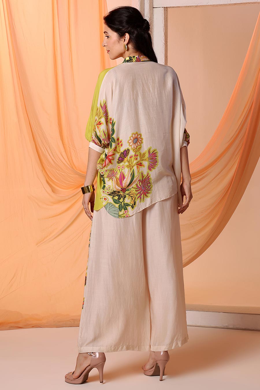Yellow & Cream Aarani Embellished Shirt & Pant Co-Ord Set