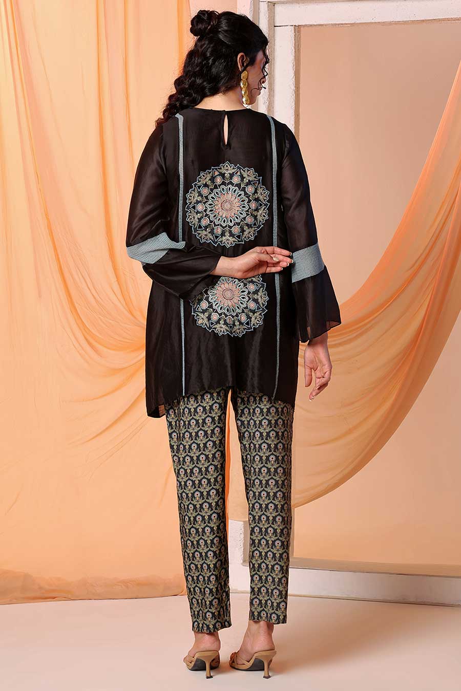 Black Eraya Embellished Top & Pant Co-Ord Set