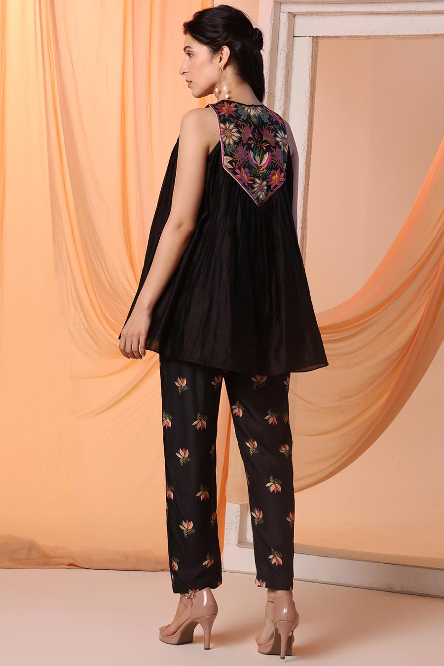 Black Aarani Embroidered Top & Pant Co-Ord Set